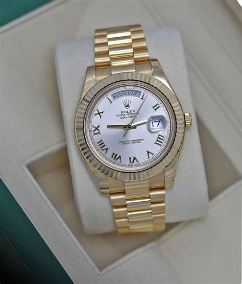 rolex day date ii yellow gold silver dial|rolex day date reference numbers.